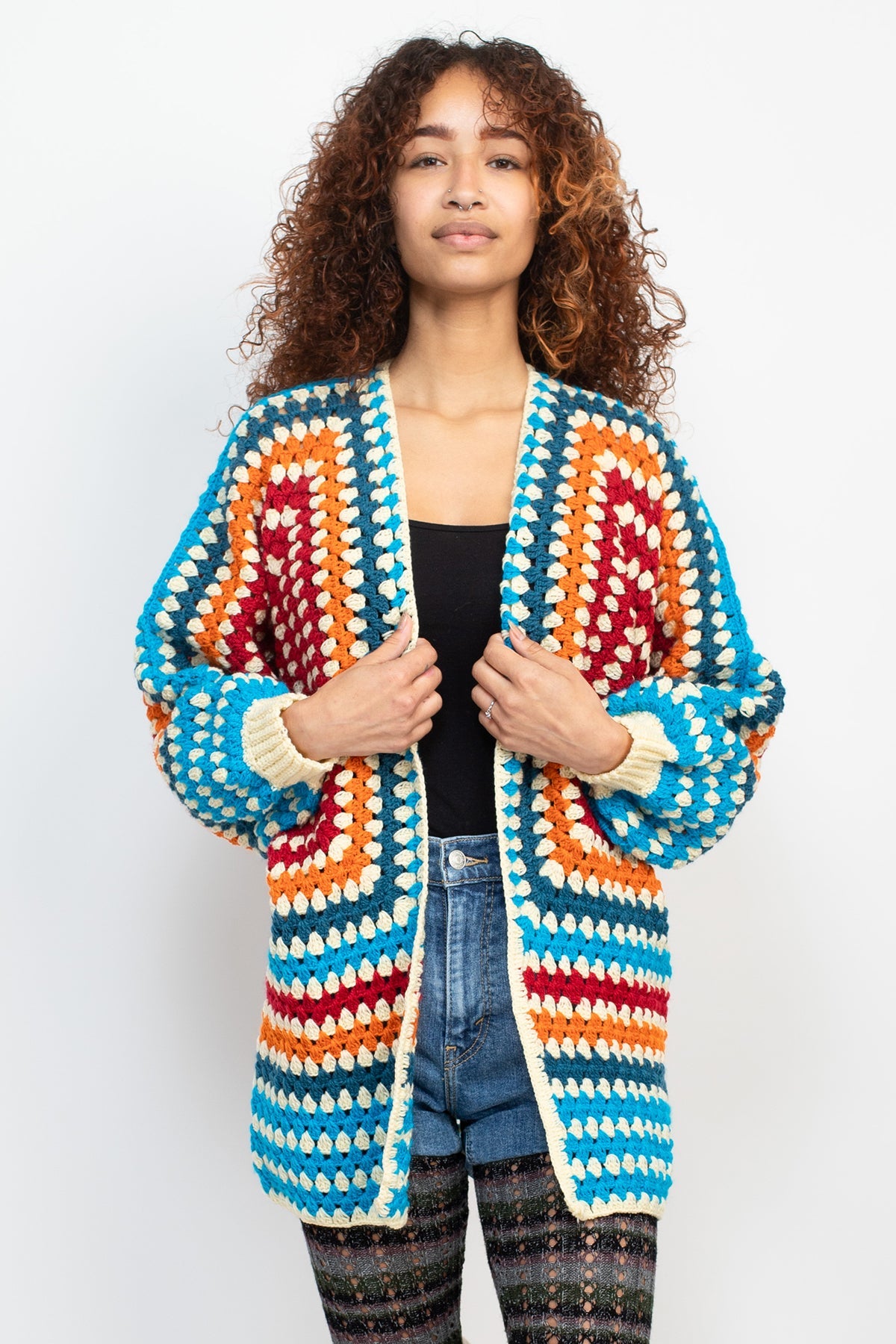 Colorful Handmade Fiesta Crocheted Cardigan | Granny Square