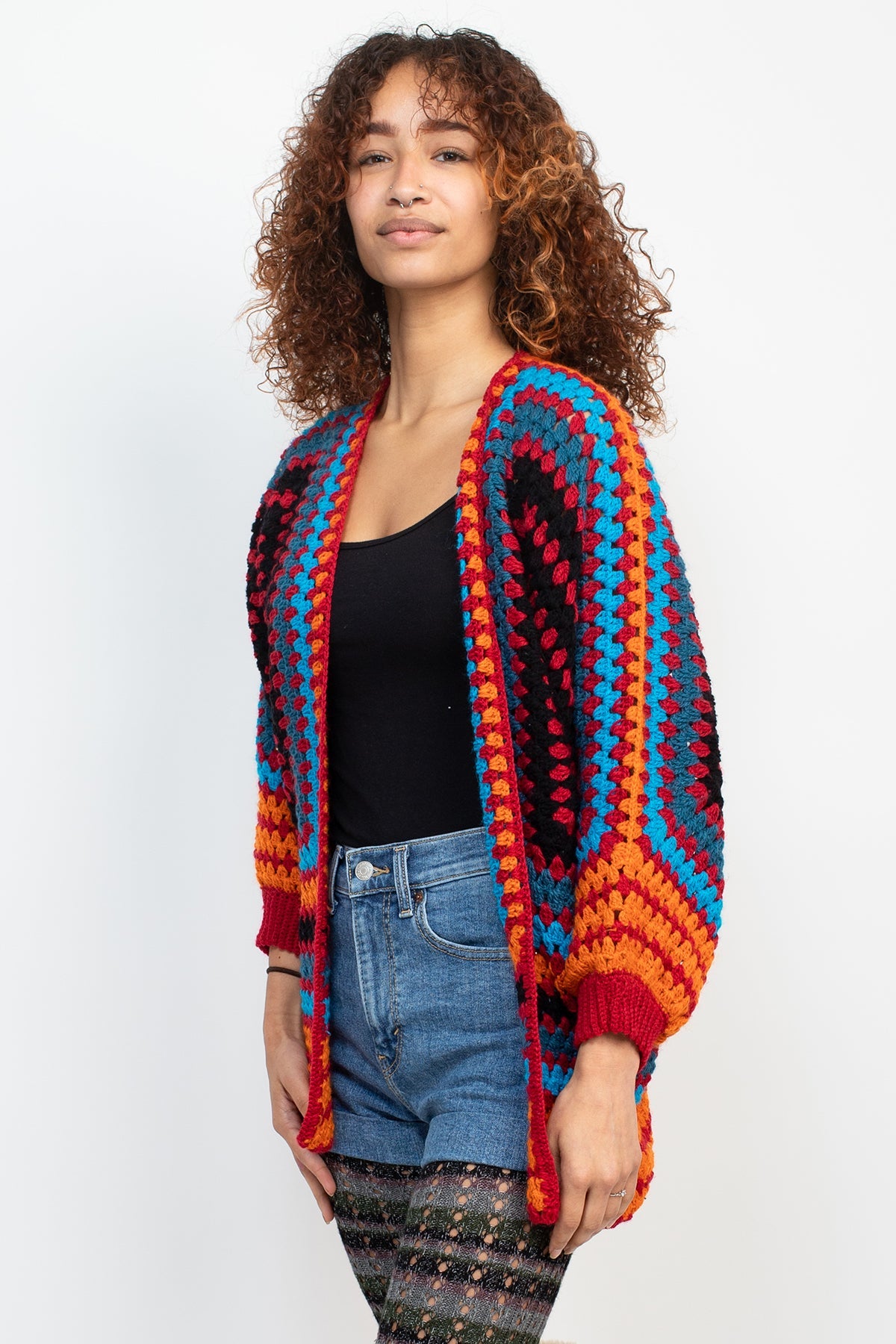 Colorful Handmade Fiesta Crocheted Cardigan | Granny Square