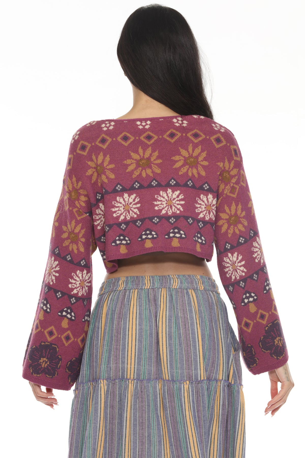 Fair Isle Mushroom Crop Cardigan