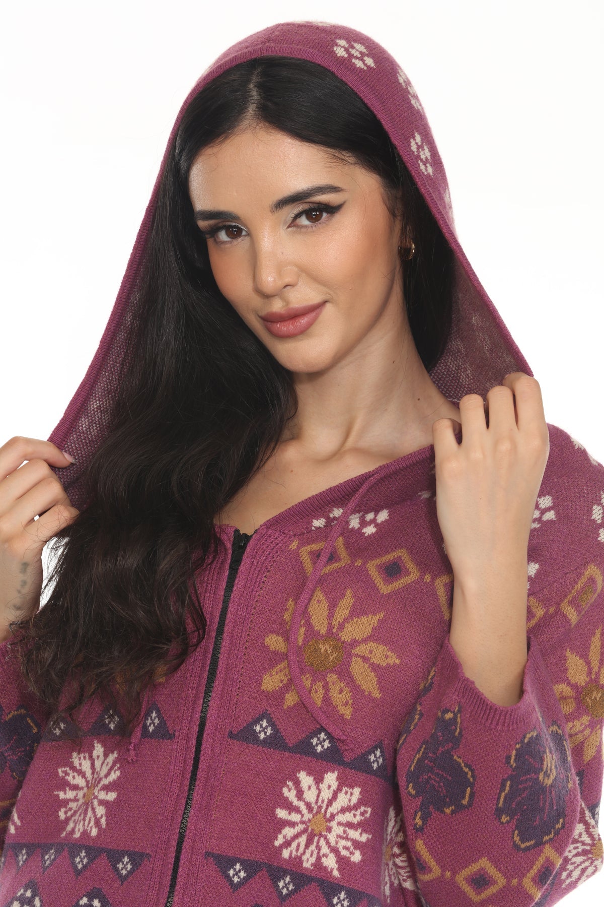 Fair Isle Mushroom Zip Hoodie