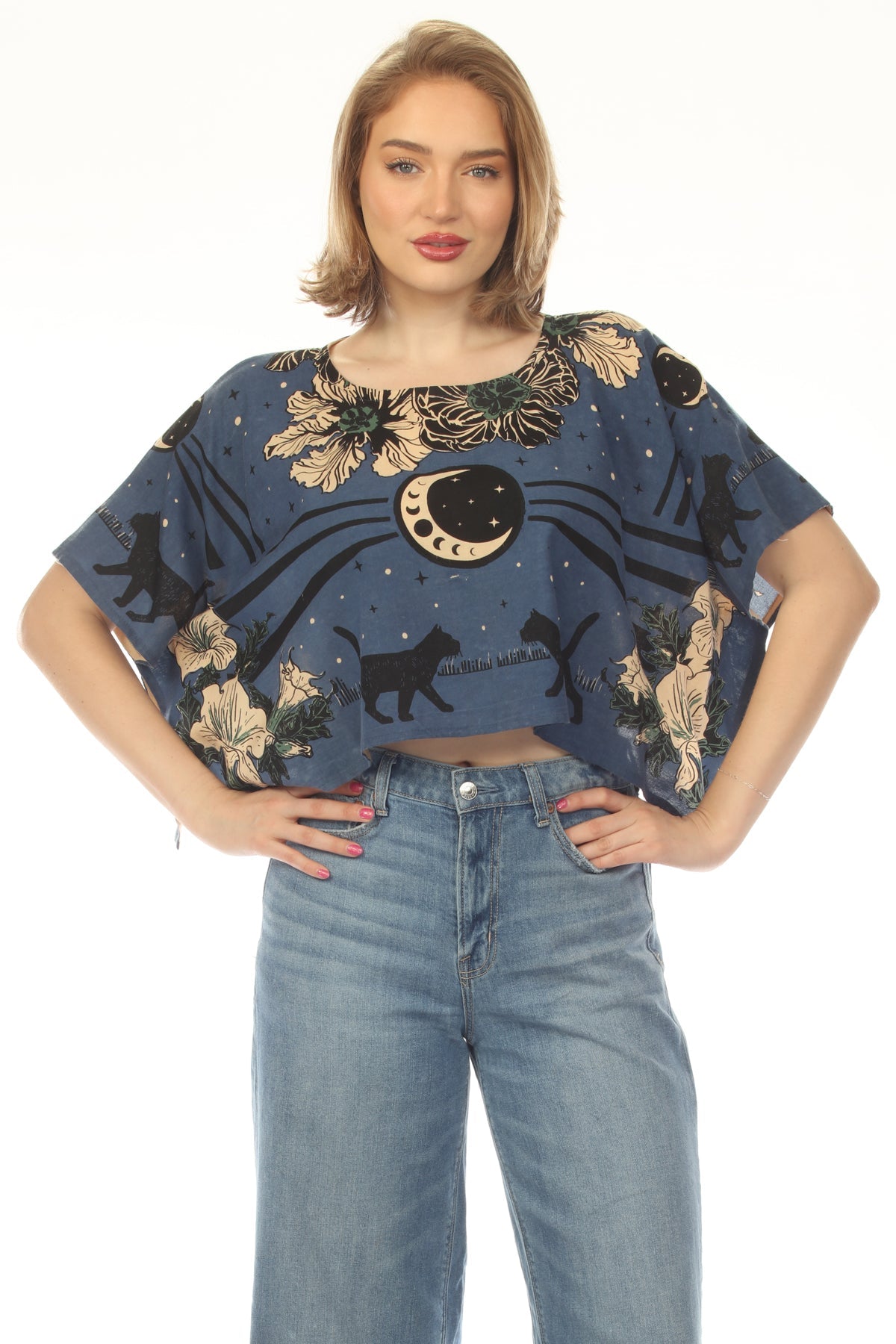 Moonflower Cats Scarf Top