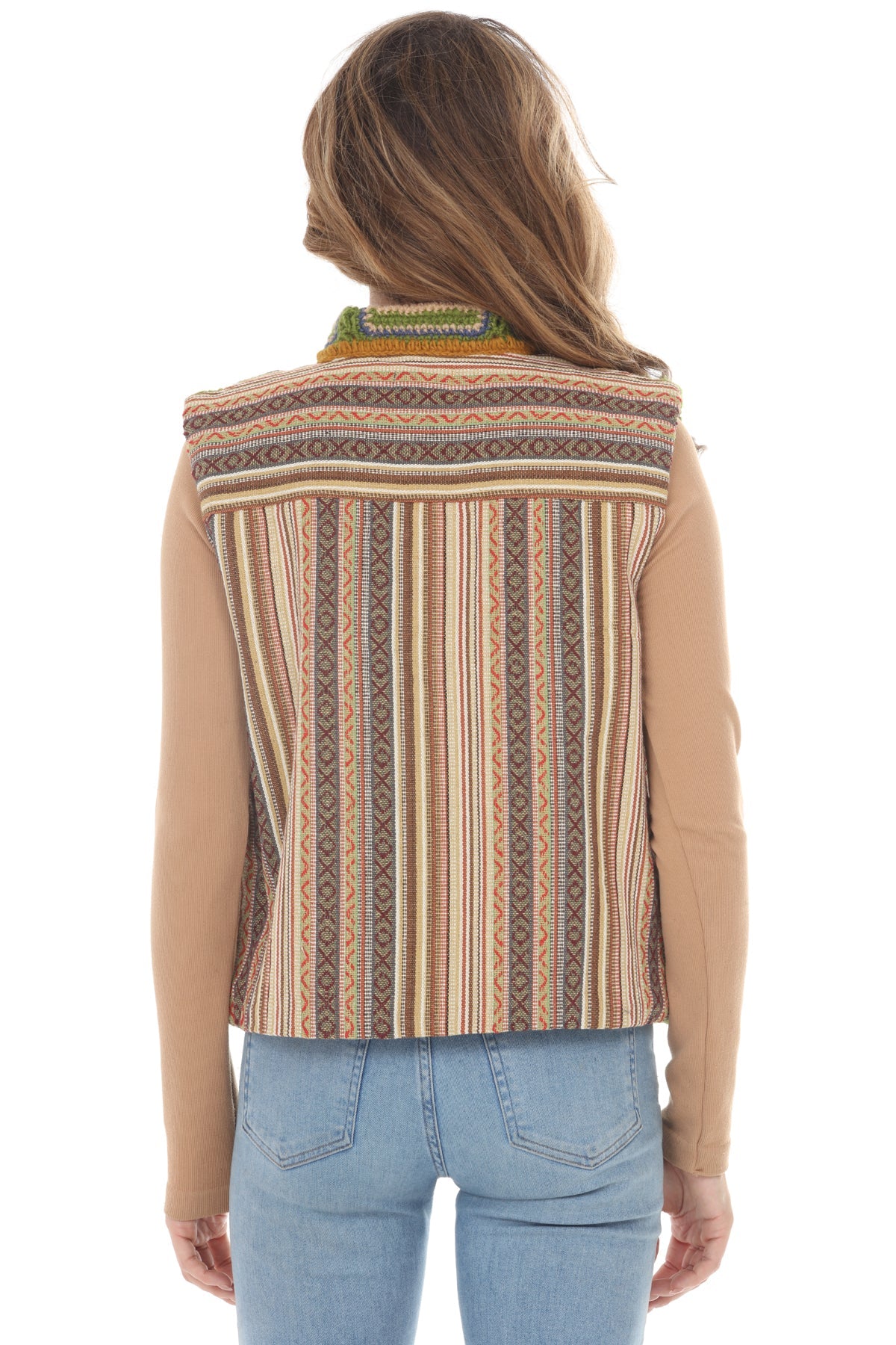 Geo Patchwork Crochet Wool Vest