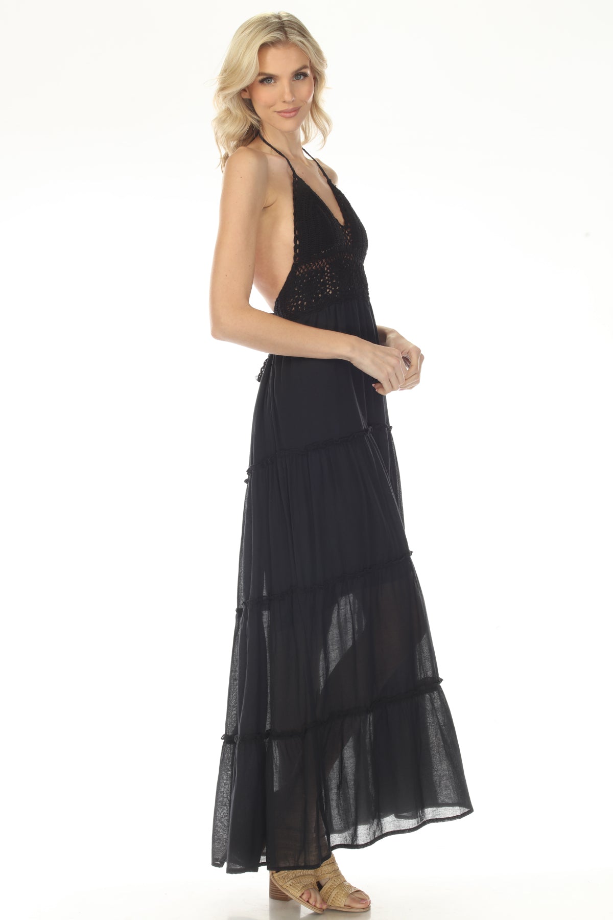 Romantic Lace Crochet Maxi Dress