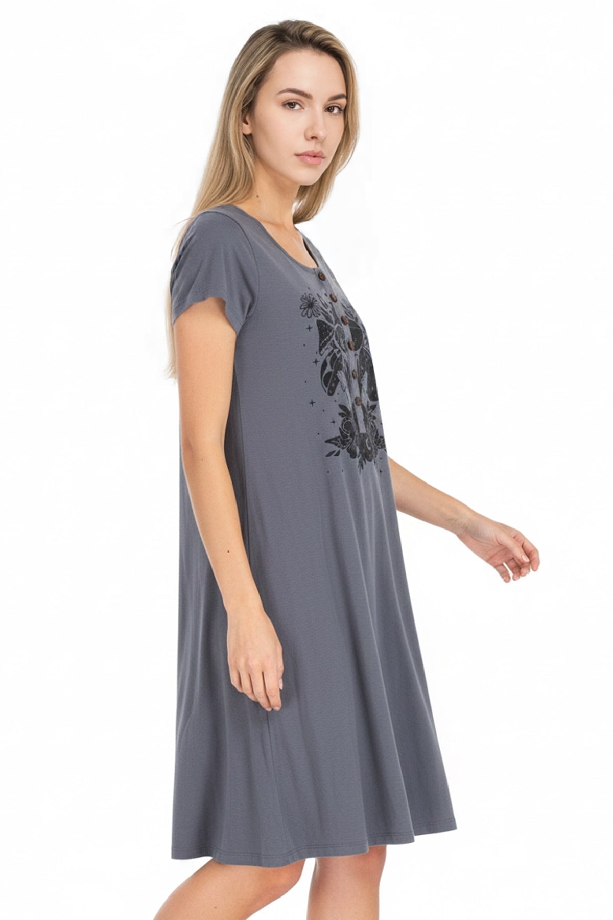 Mushroom Henley Jersey Dress