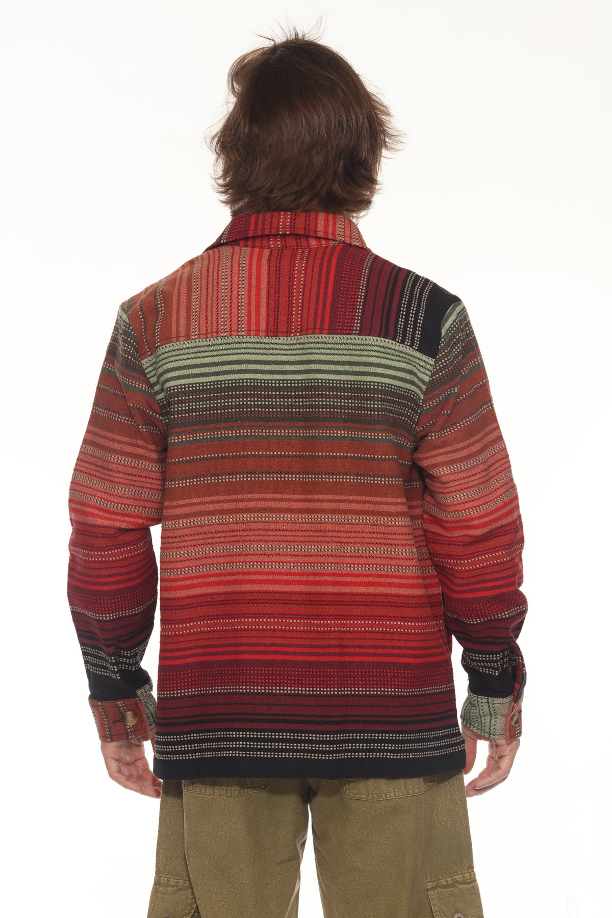 Moss Stripe Button Shirt Jacket