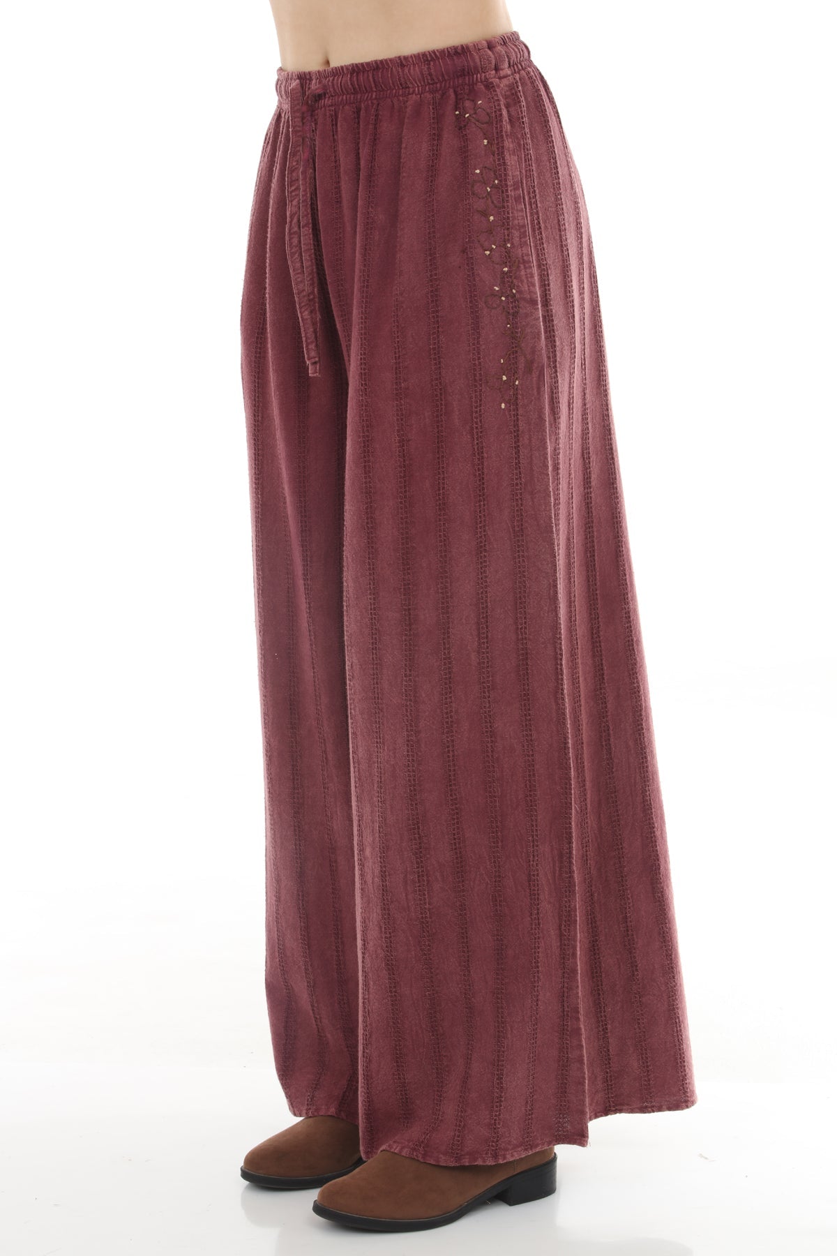 Stonewashed Waffle Wide Leg Pants