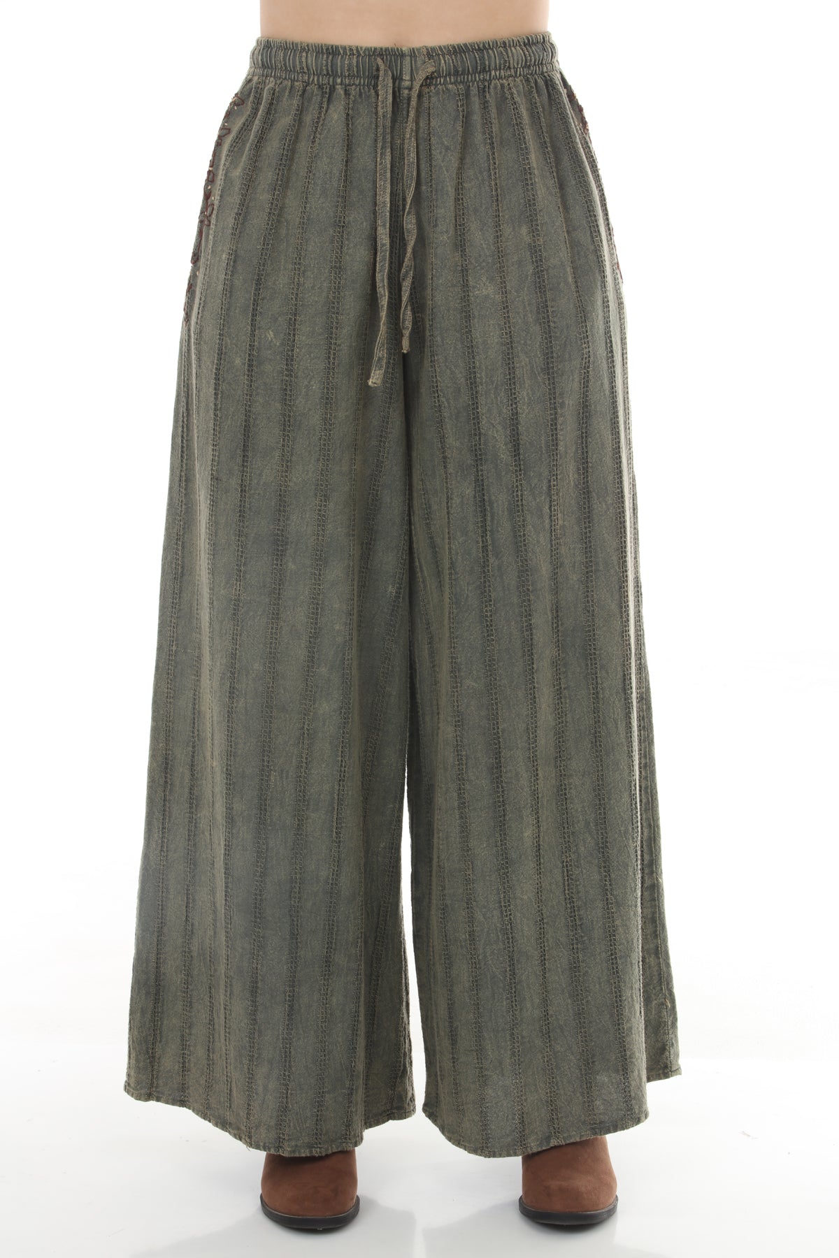 Stonewashed Waffle Wide Leg Pants