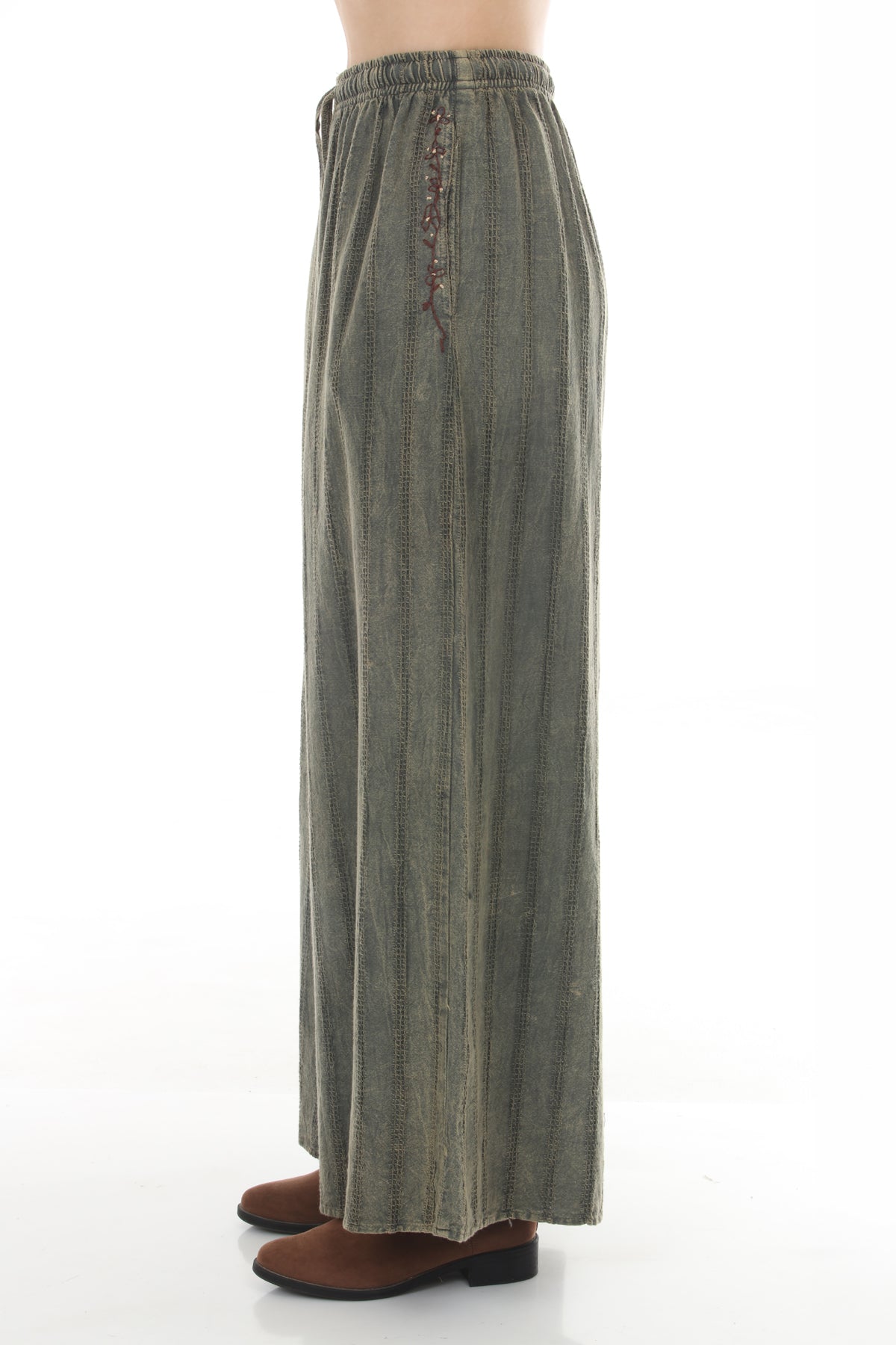 Stonewashed Waffle Wide Leg Pants