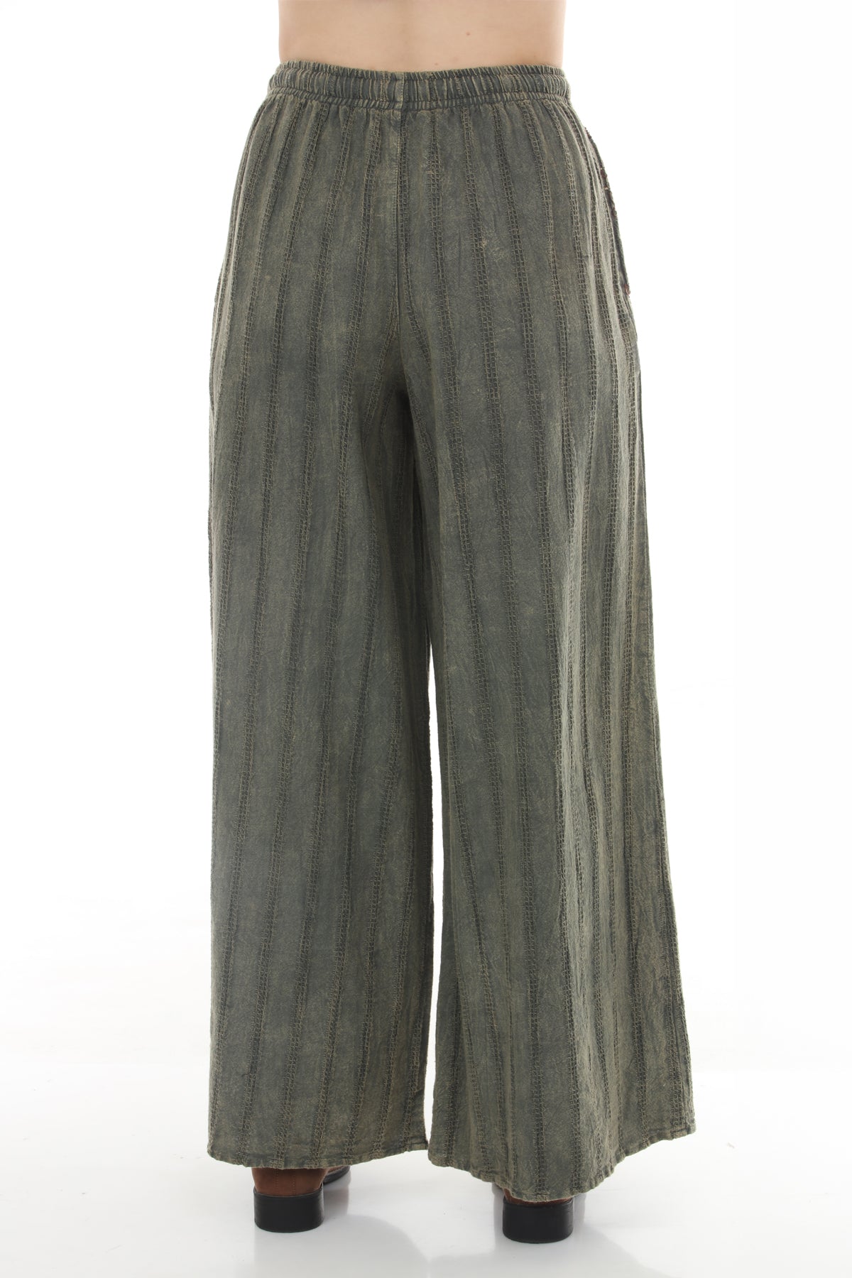 Stonewashed Waffle Wide Leg Pants
