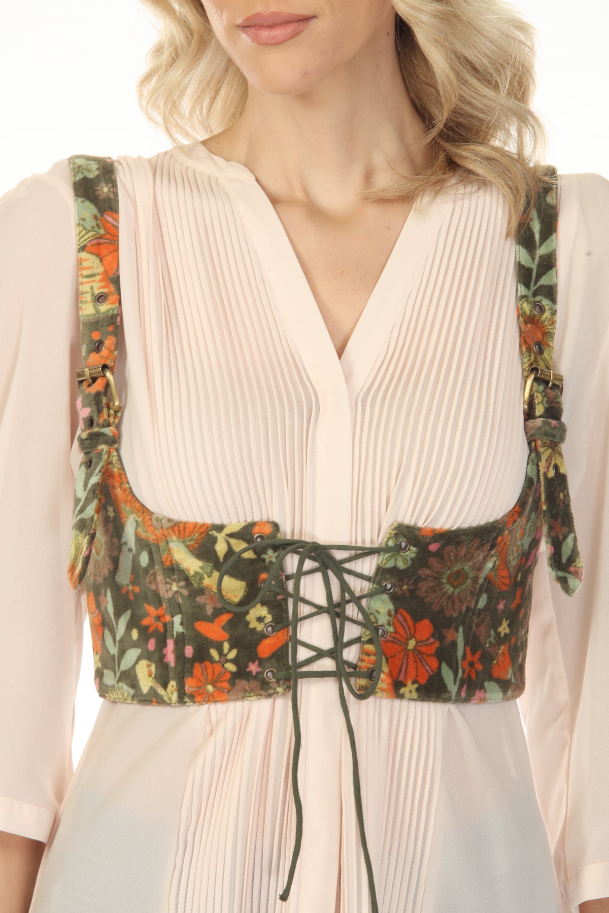 Floral Velvet Corset Vest