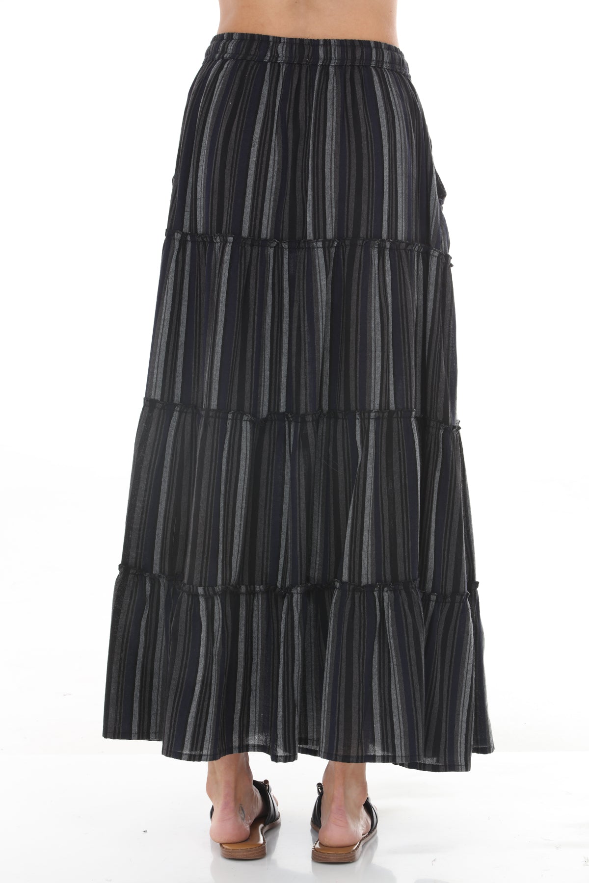 Stripe Tiered Maxi Skirt