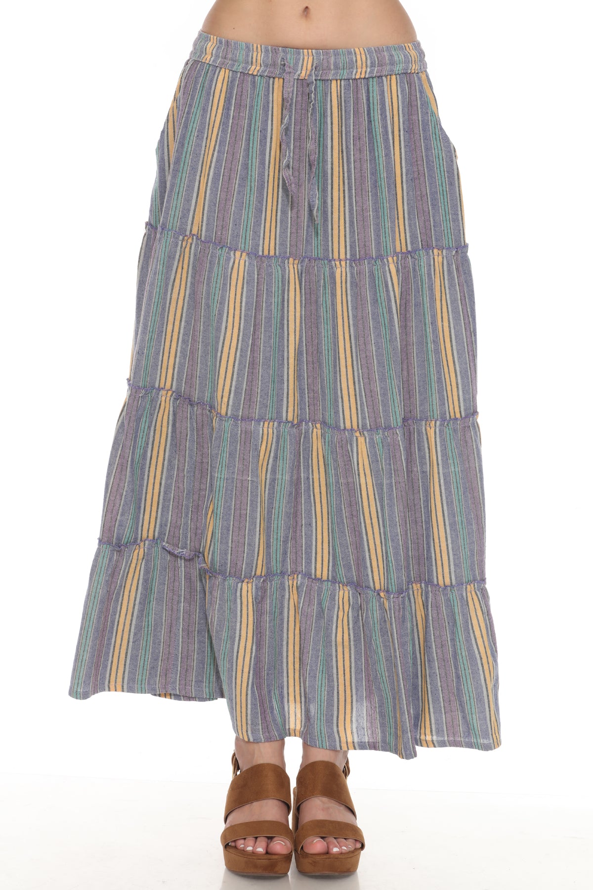 Stripe Tiered Maxi Skirt