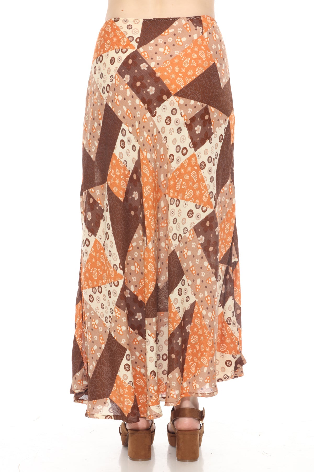Mushroom Quilt Print Maxi Skirt