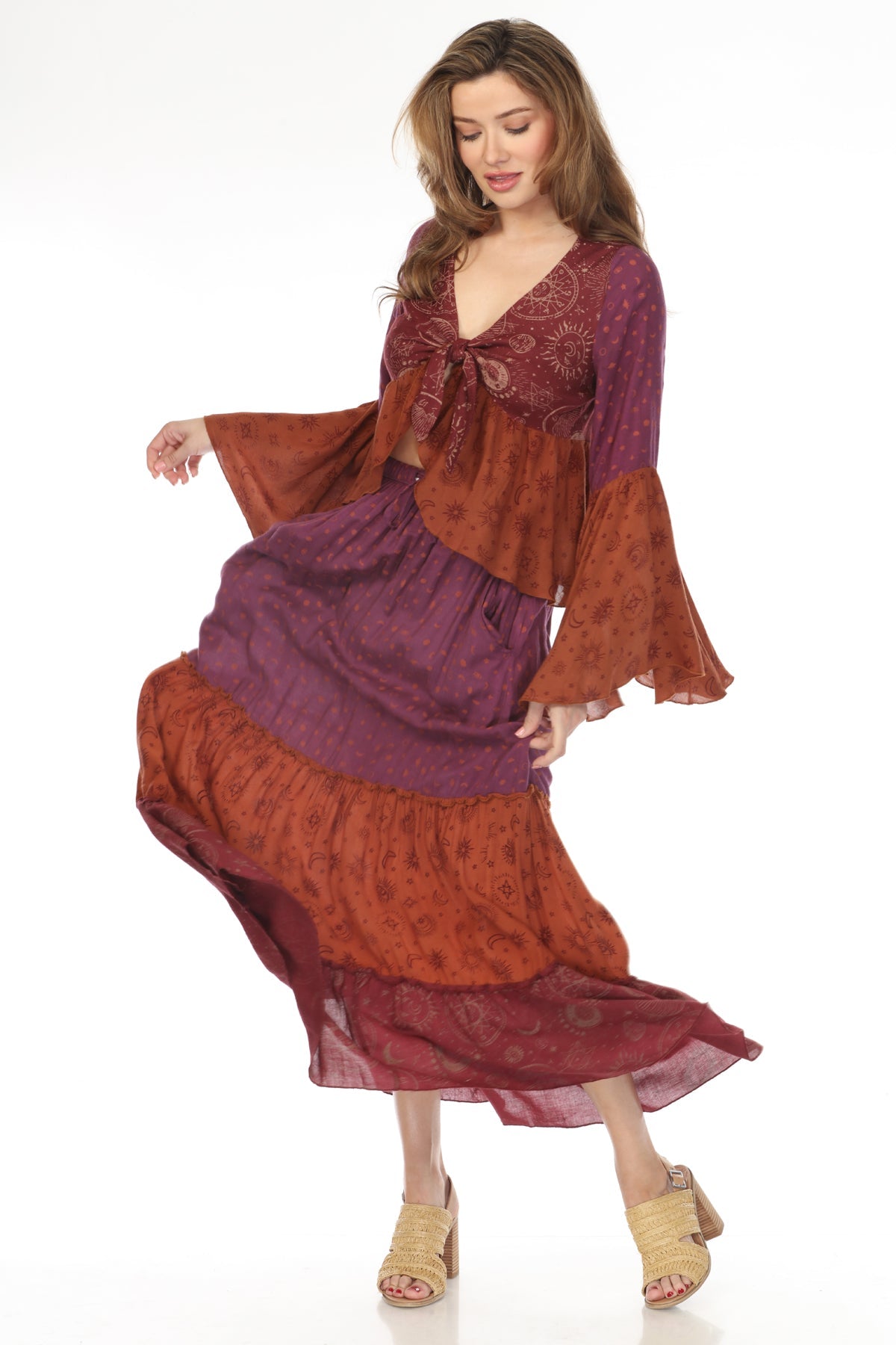 Celestial Patchwork Tiered Skirt