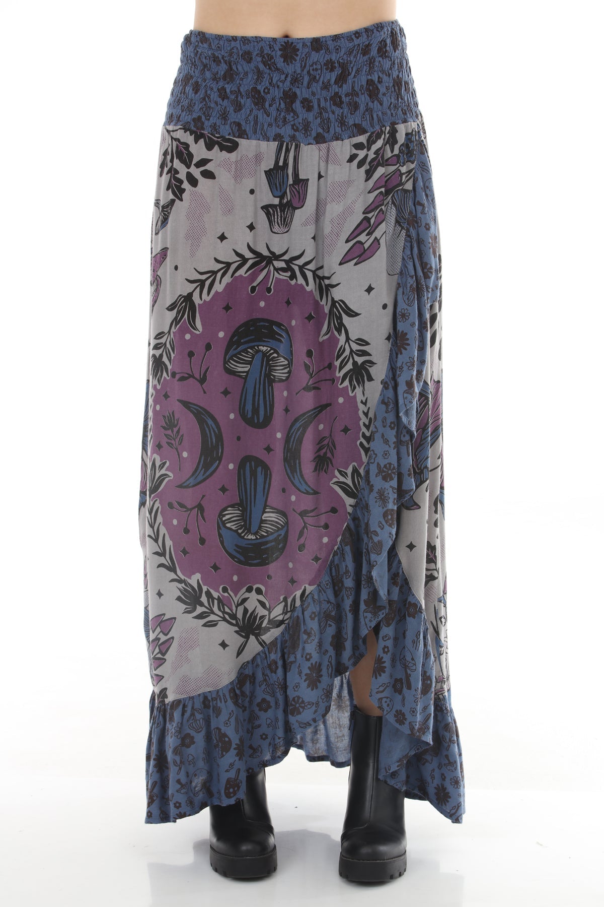 Mushroom Ruffle Slit Skirt