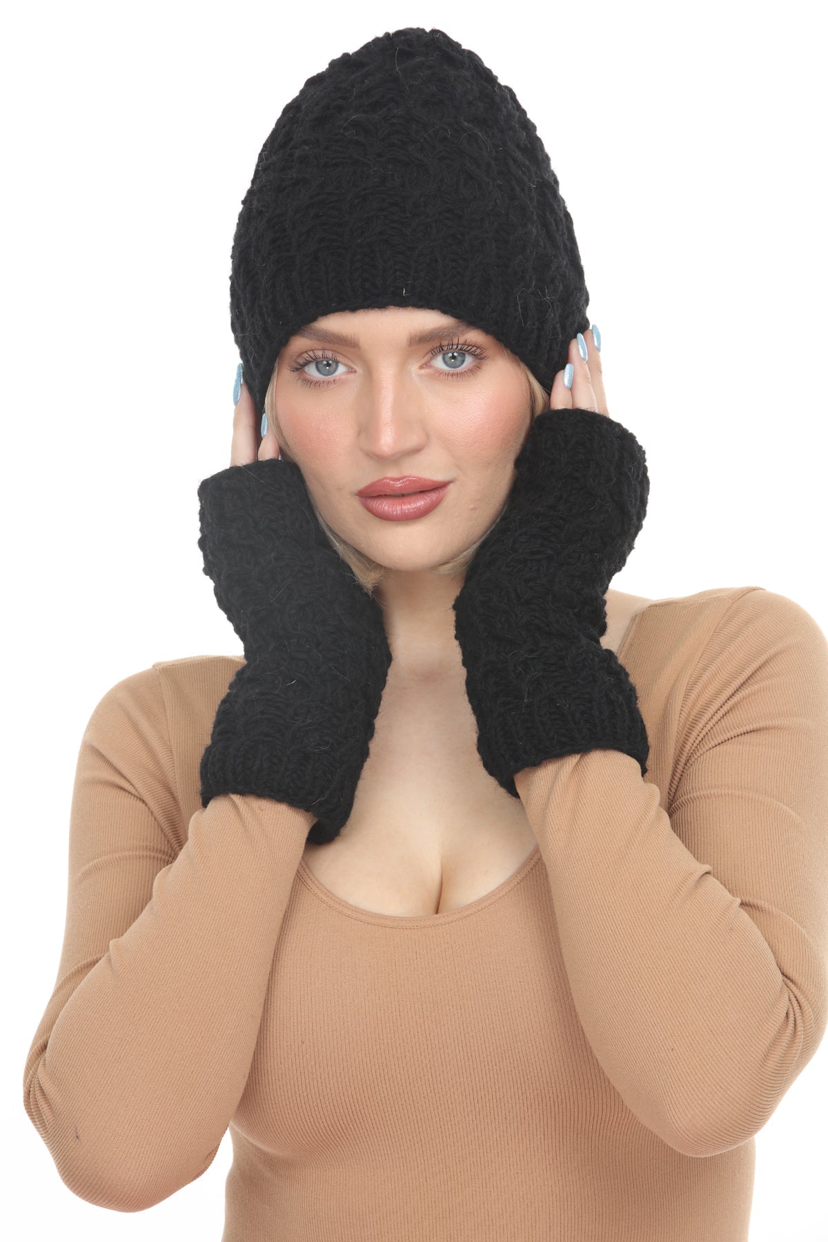 Cable Ribbed Wool Armwarmers