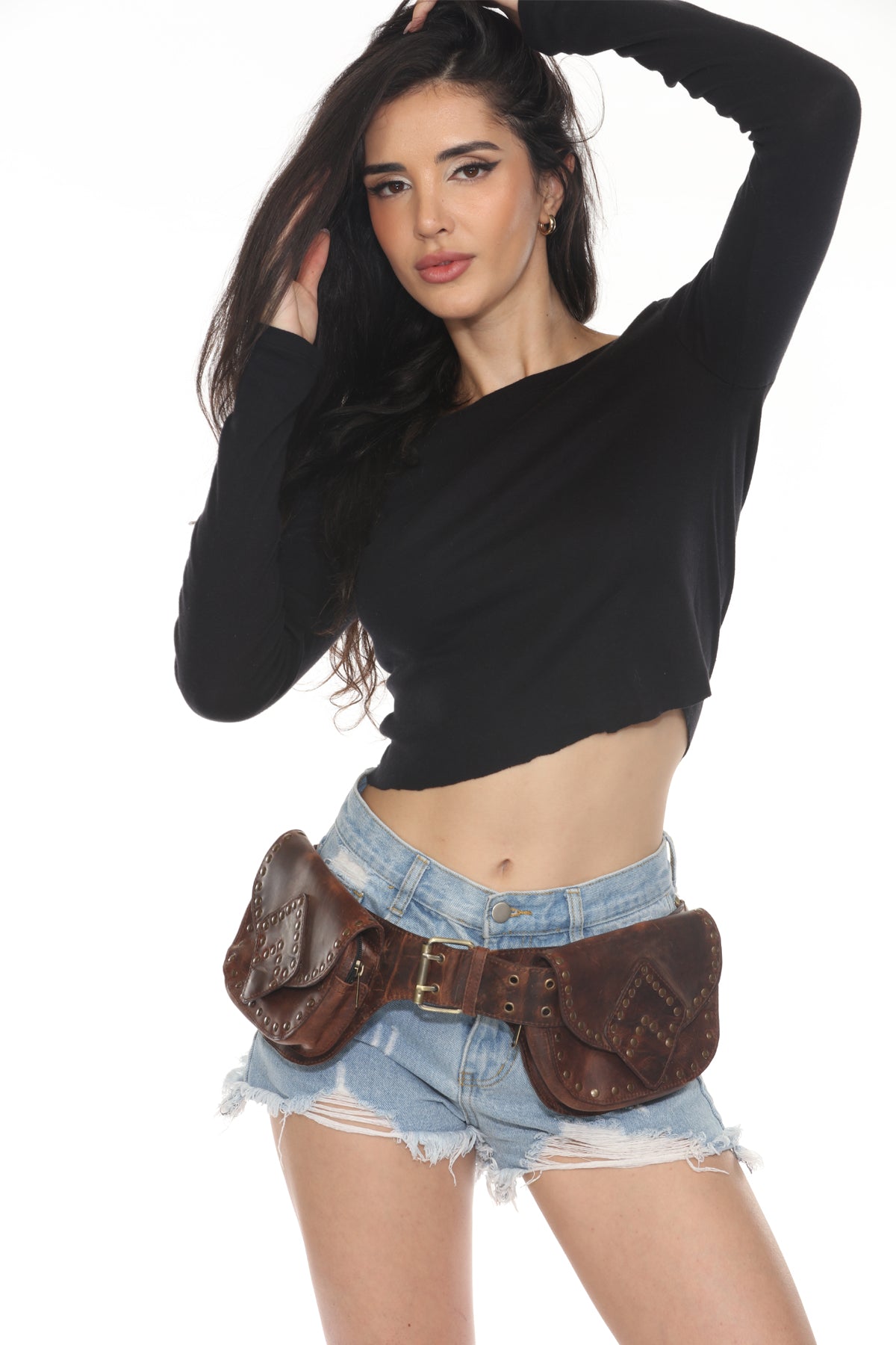 Antique Studs Leather Belt Bag