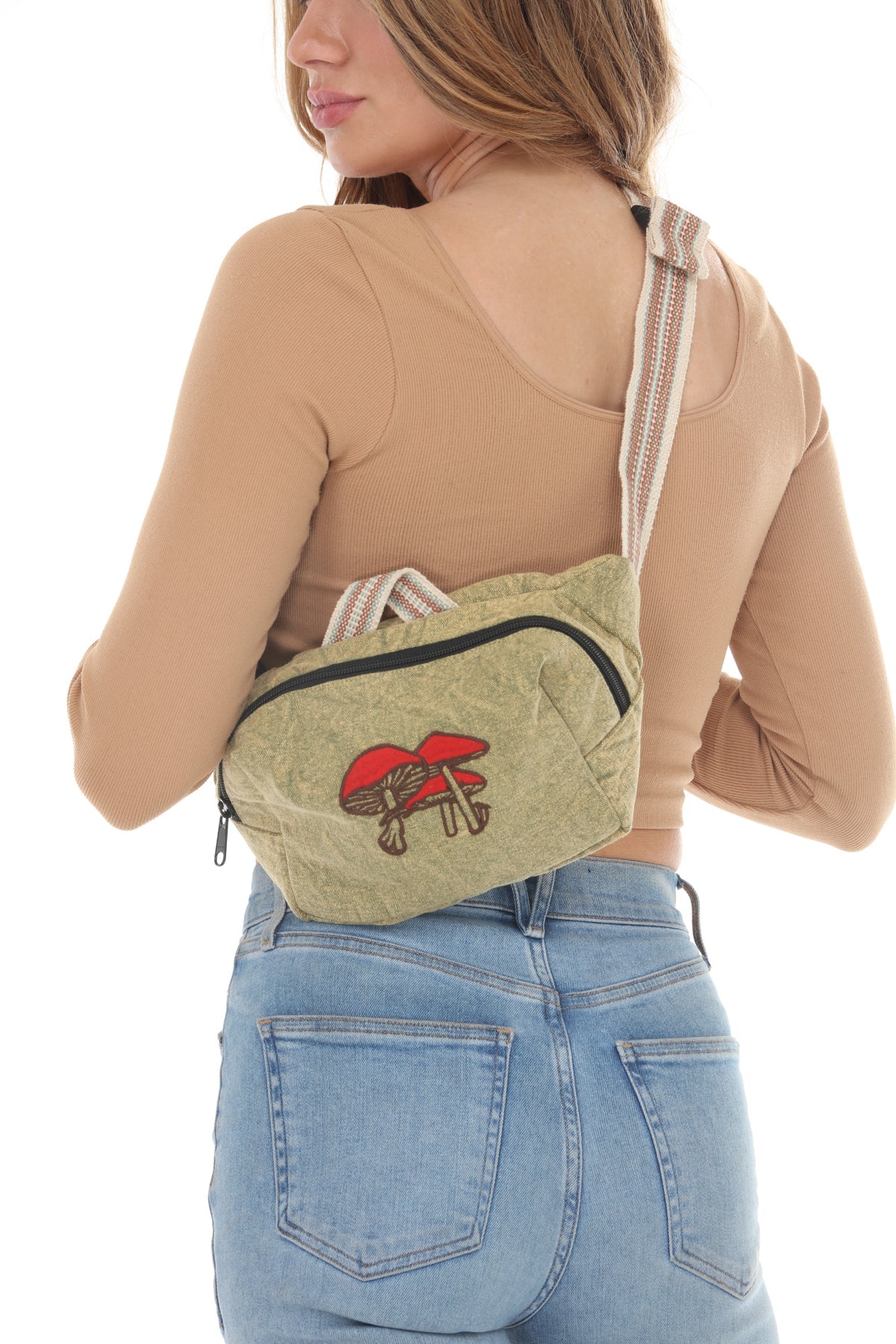 Mushroom Embroidered Belt Bag