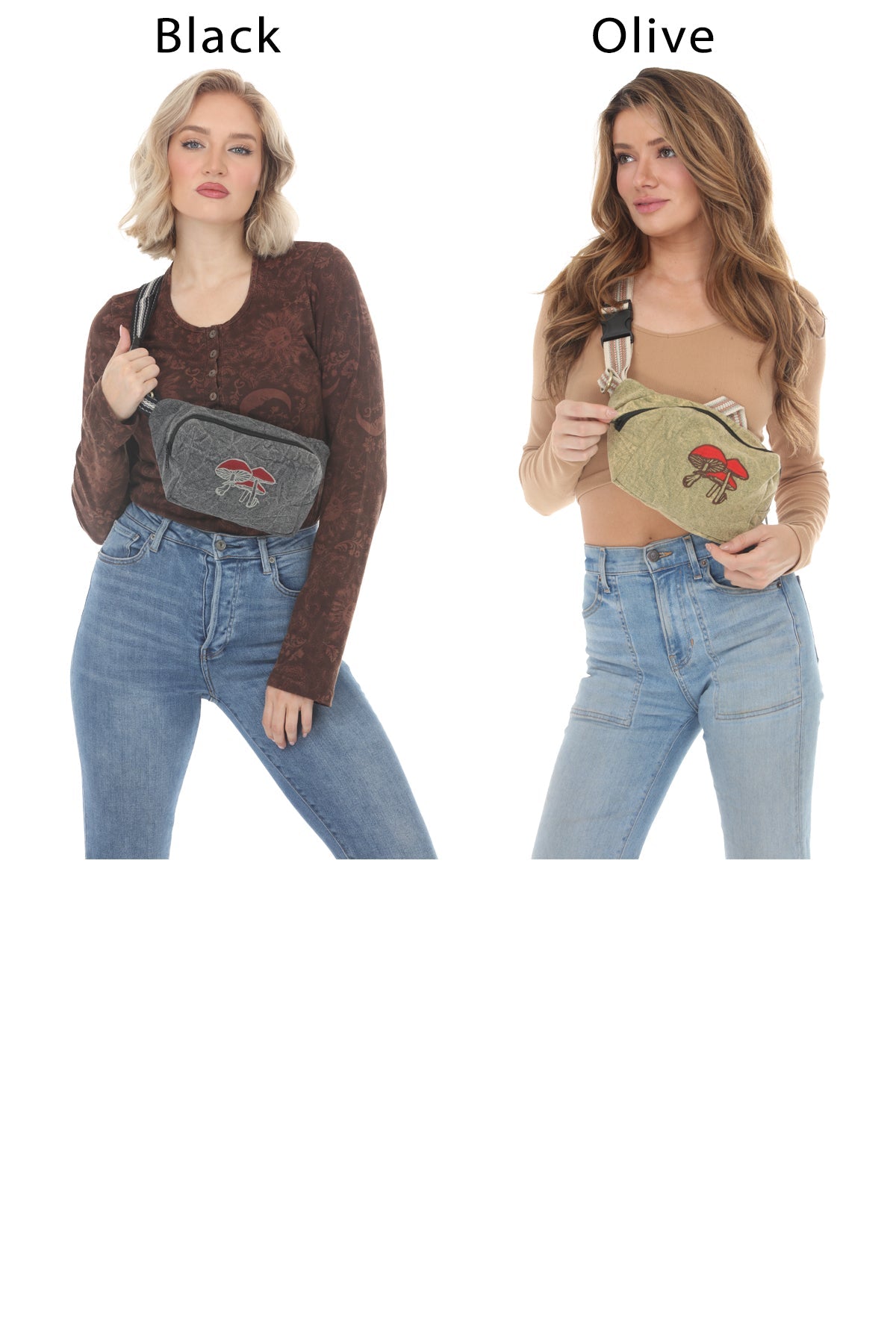 Mushroom Embroidered Belt Bag