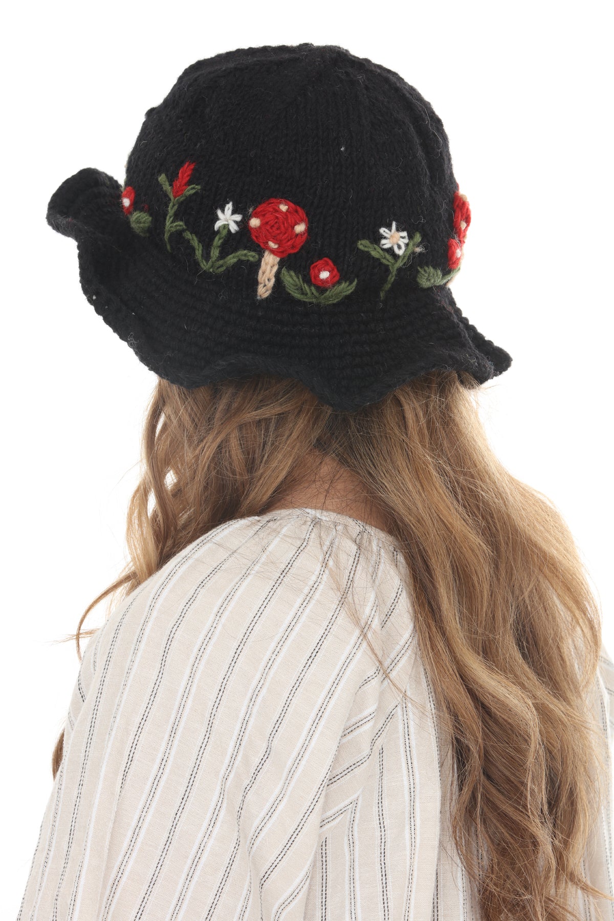 Wool Kint Mushroom Hat with Brim