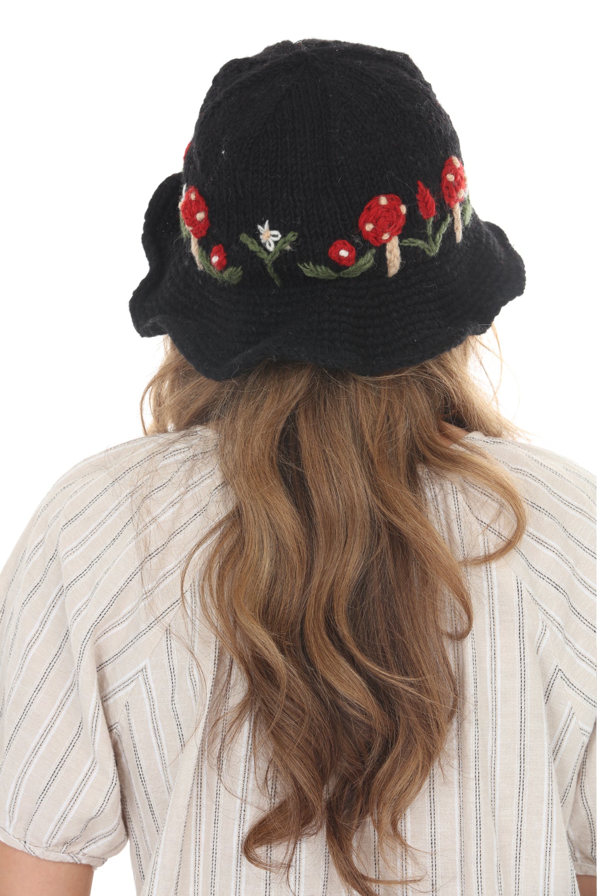 Wool Kint Mushroom Hat with Brim