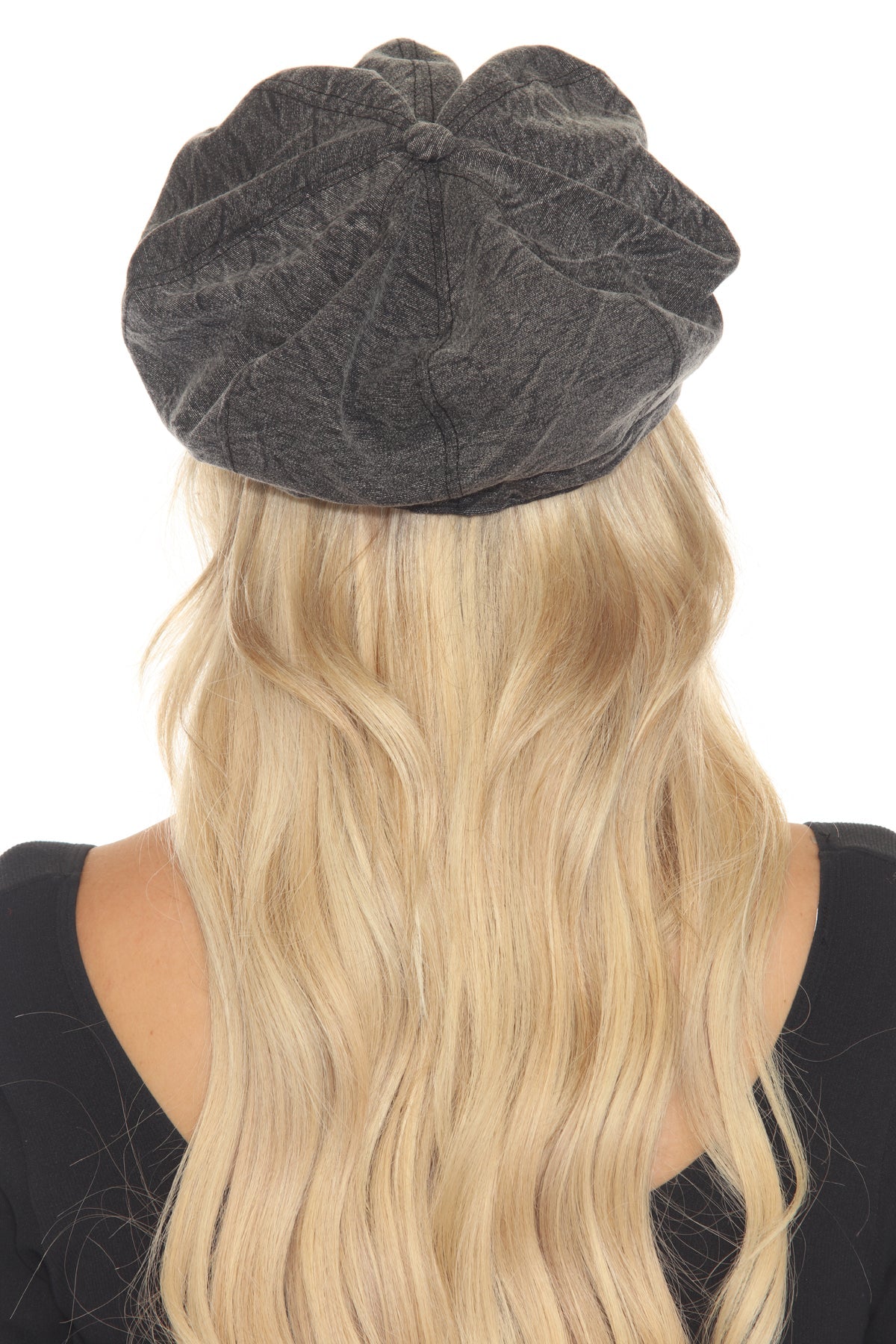 Stonewashed Embroidered Newsboy Cap