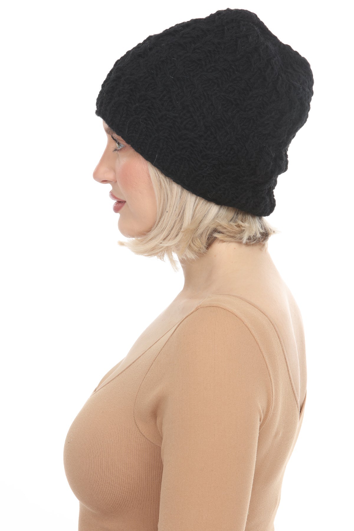 Cable Ribbed Wool Beanie