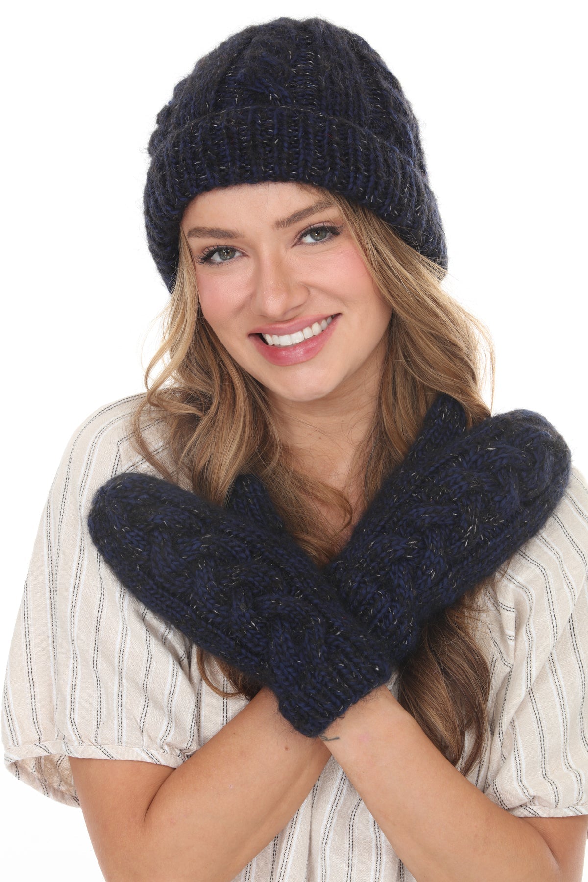 Cable Knit Faux Mohair Hat