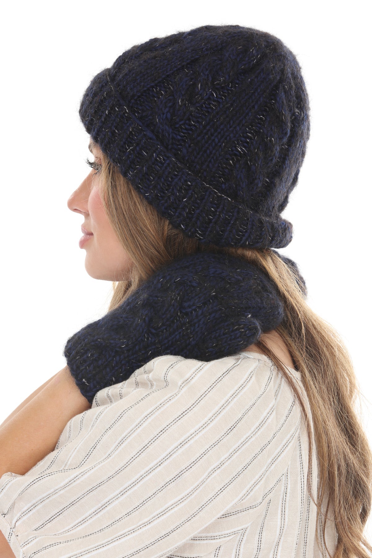Cable Knit Faux Mohair Hat