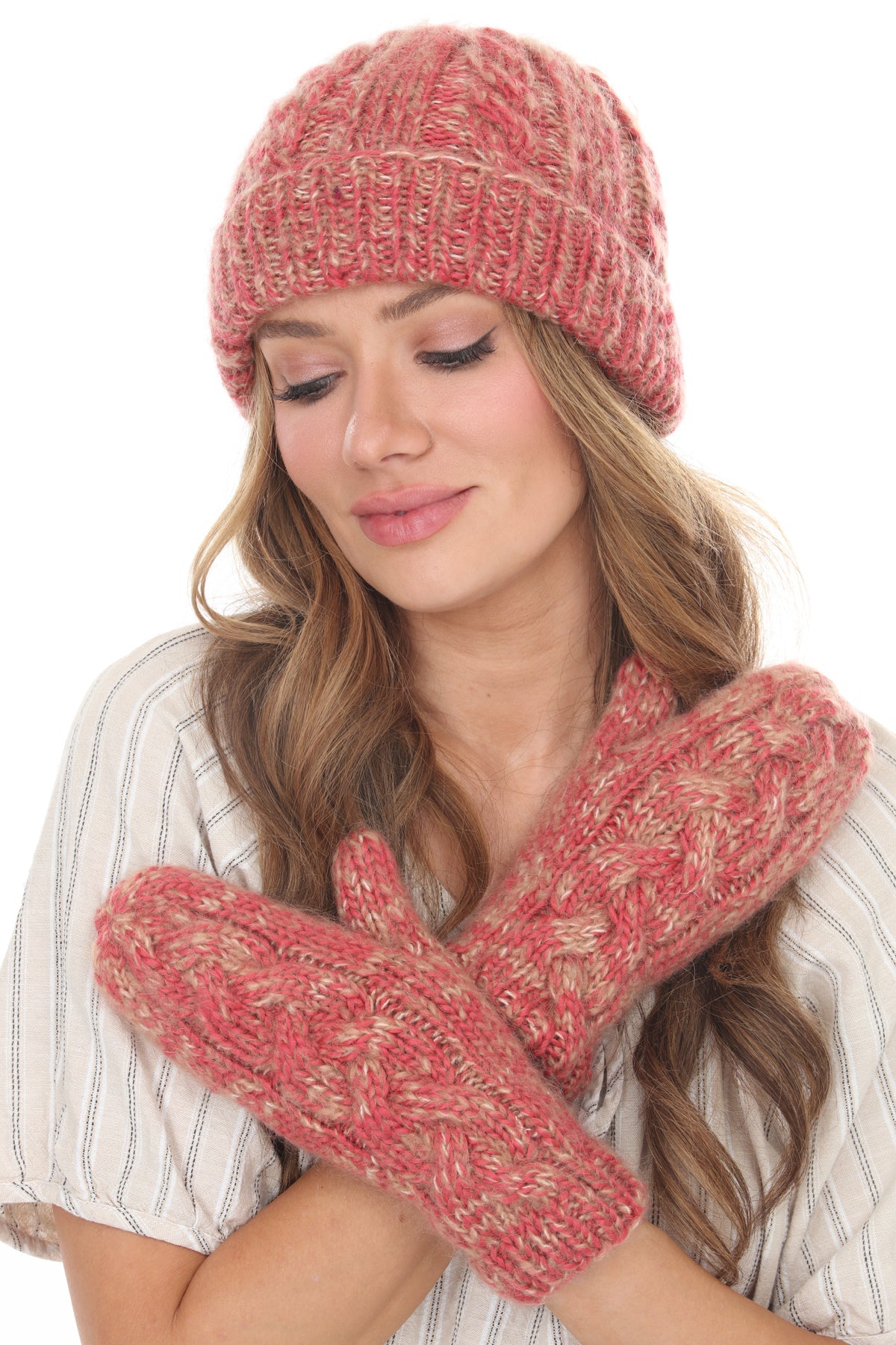 Cable Knit Faux Mohair Hat