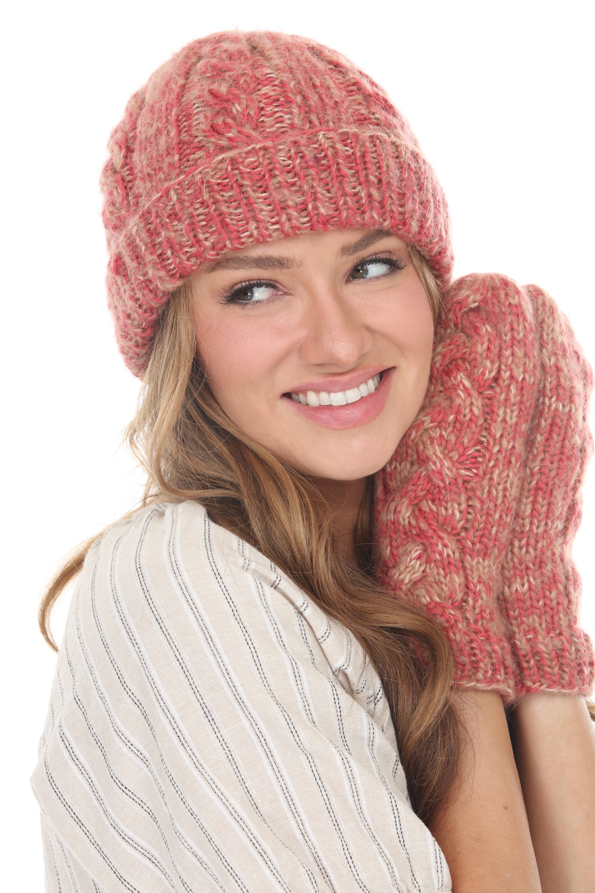 Cable Knit Faux Mohair Hat