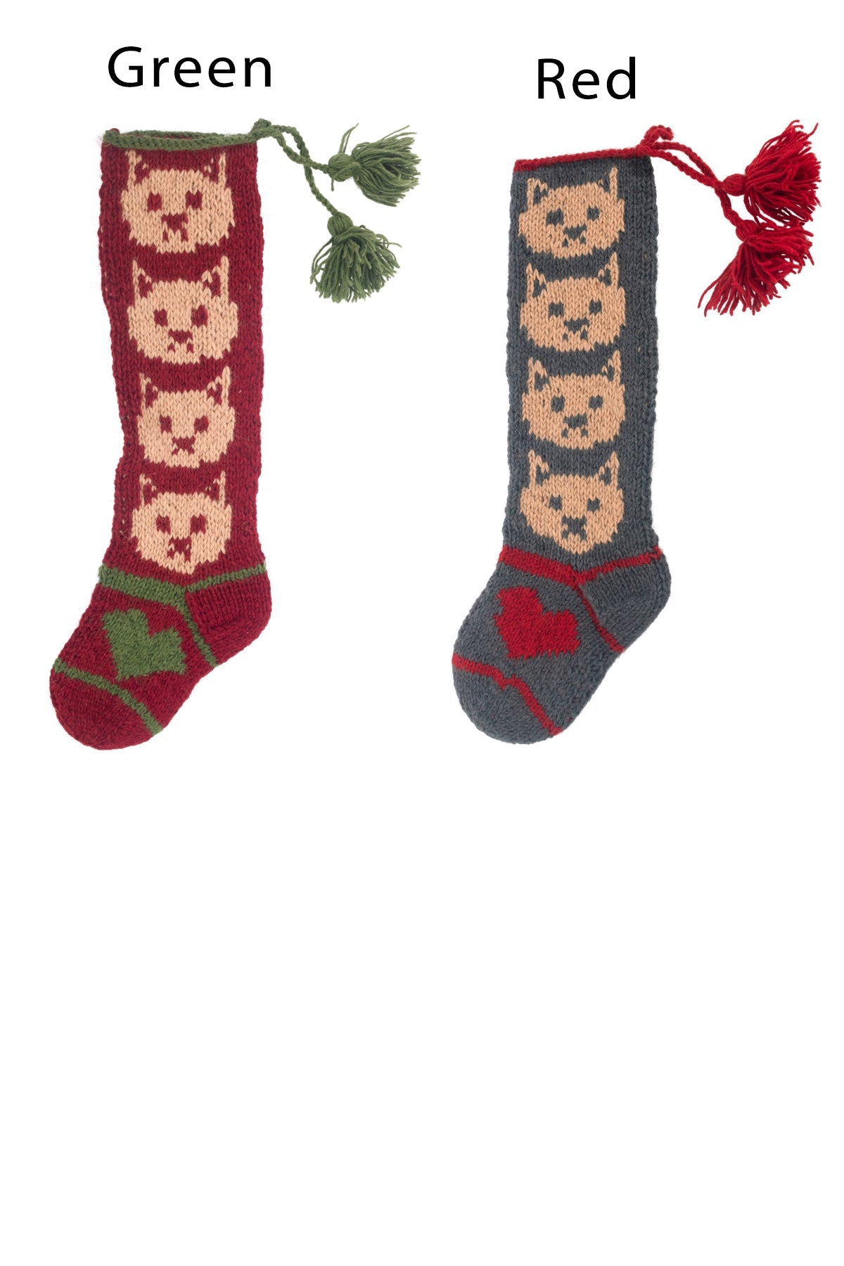Kitty Hand Knit Wool Stocking