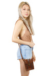 Leather Lacing Convertible Passport Crossbody Belt Bag