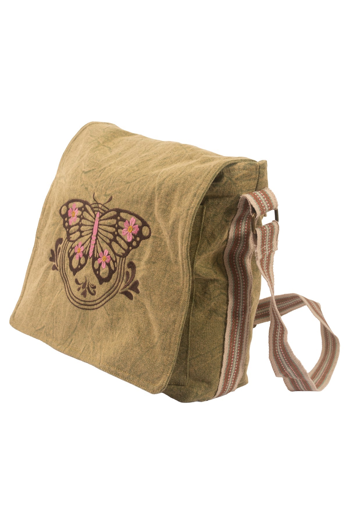 Butterfly Stonewash Canvas Messenger Bag