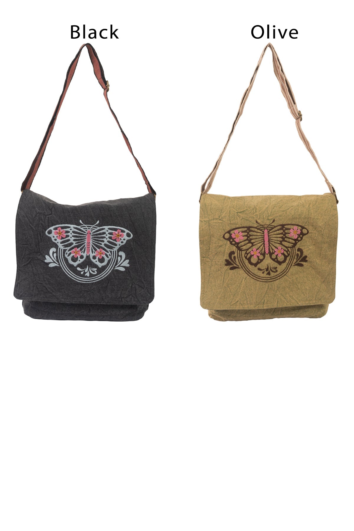 Butterfly Stonewash Canvas Messenger Bag