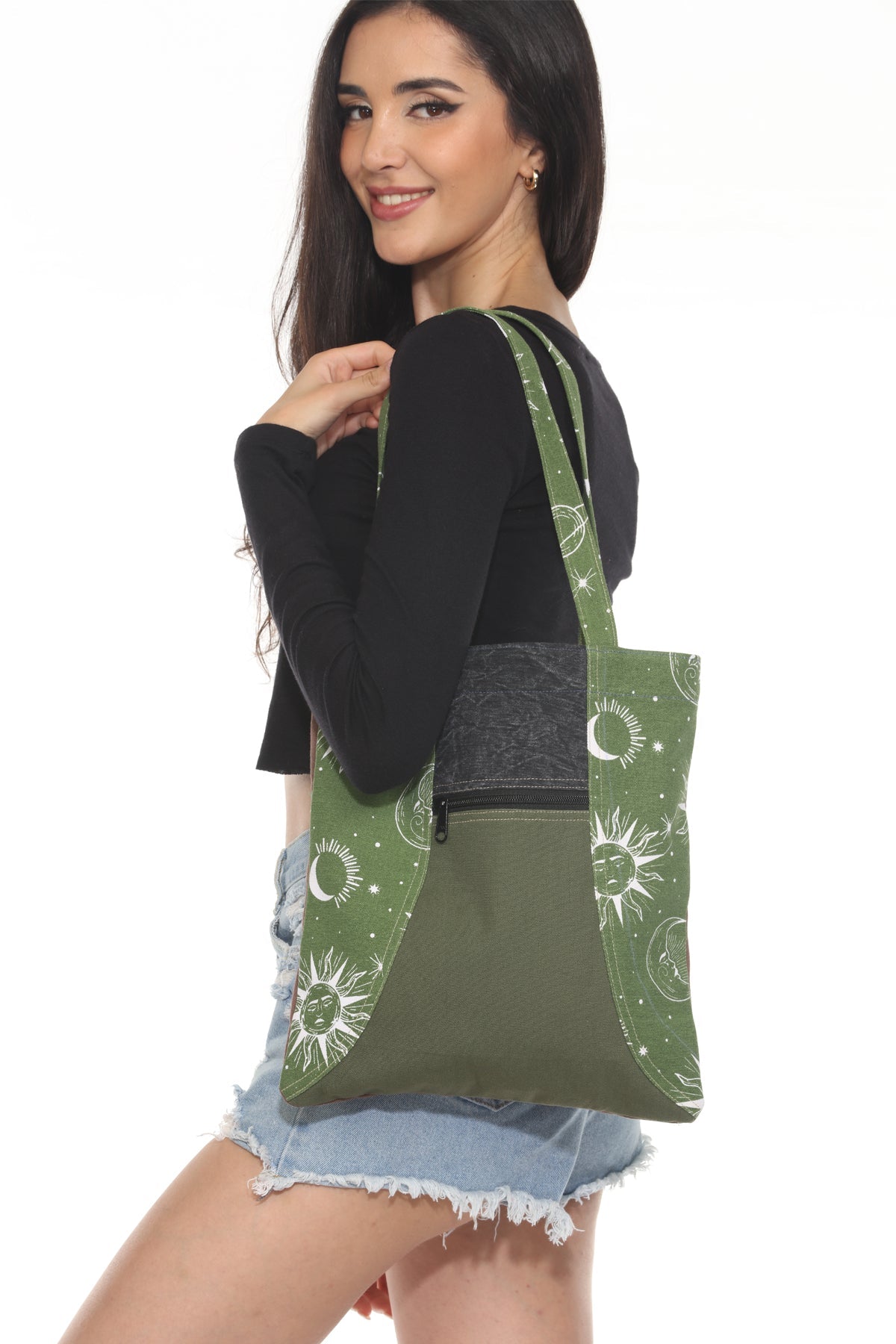 Patchwork Tote Book Bag