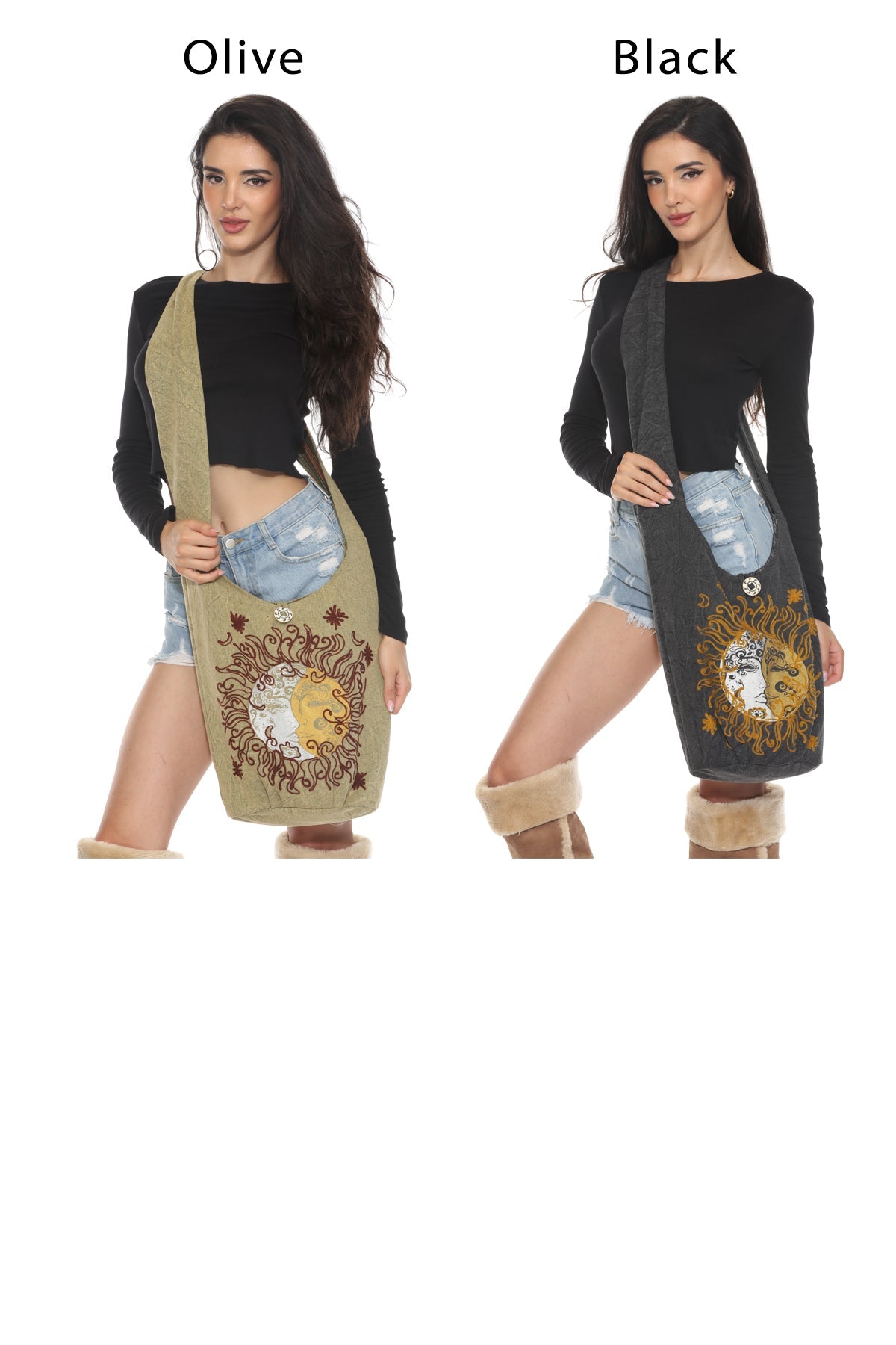 Sun Moon Crossbody hobo bag