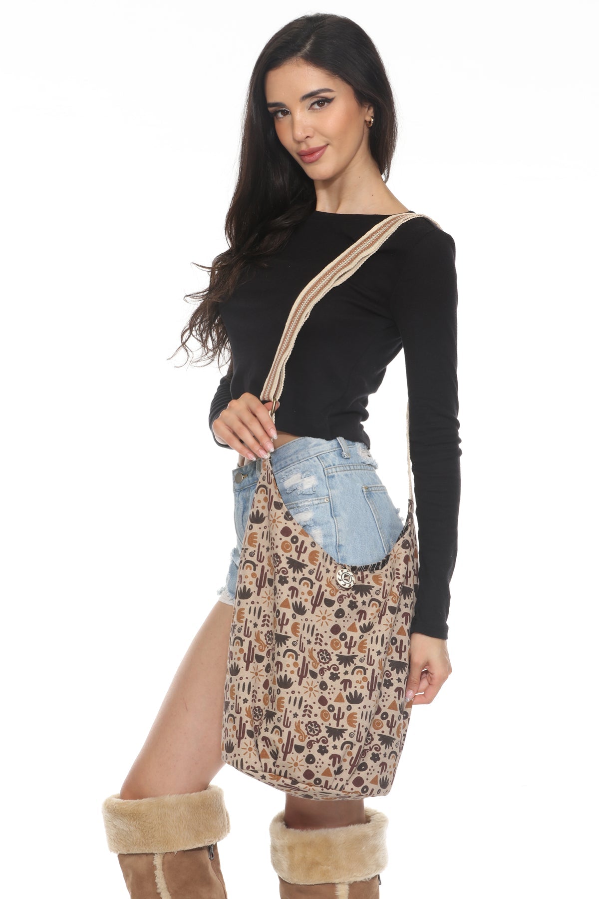 Desert Cactus Crossbody Hobo Bag