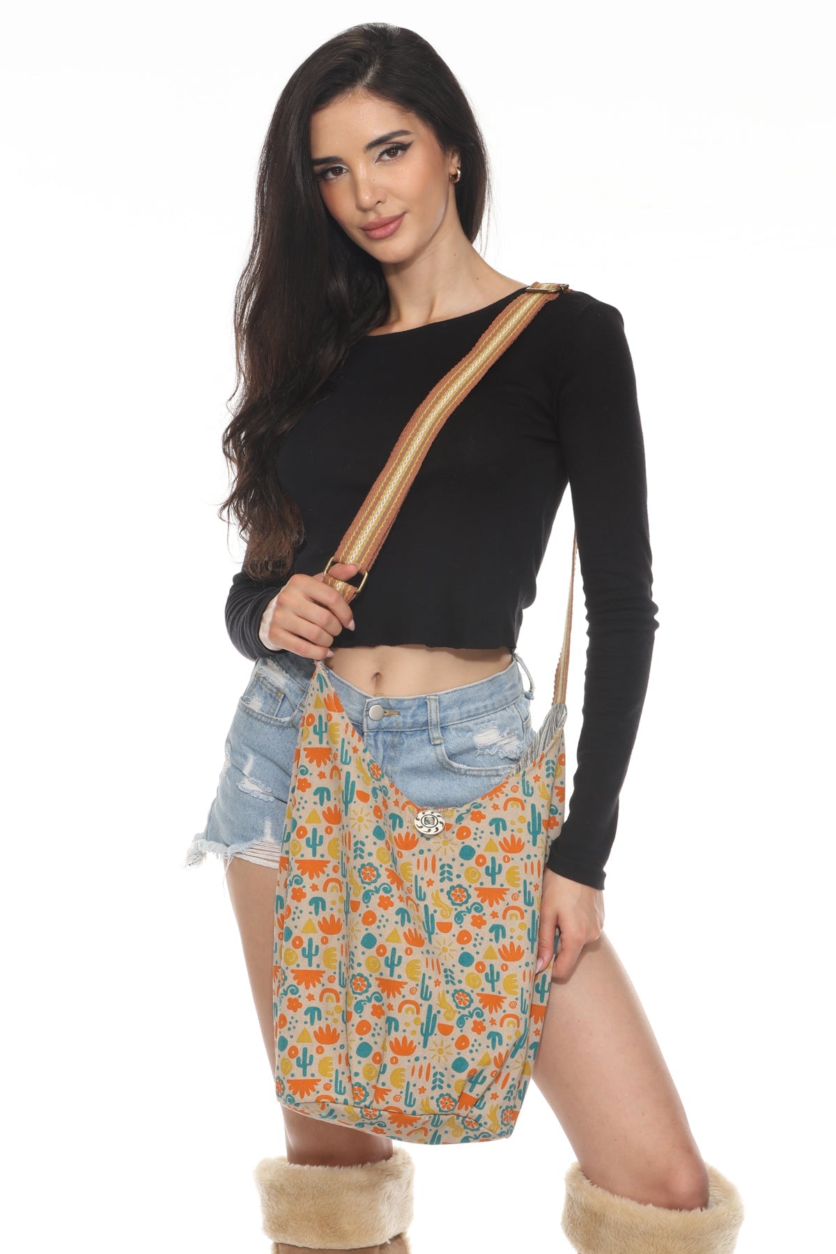 Desert Cactus Crossbody Hobo Bag