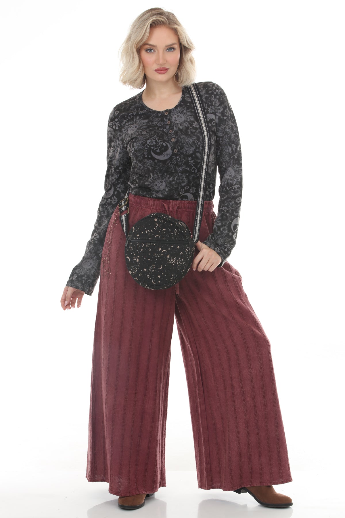 Celestial Print Round Bag