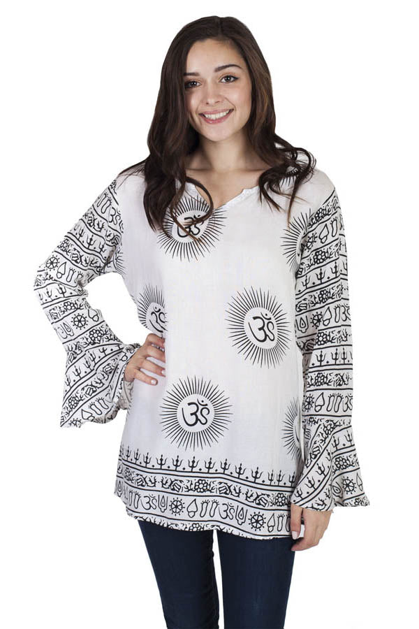 Om Burst Summer Peasant Top