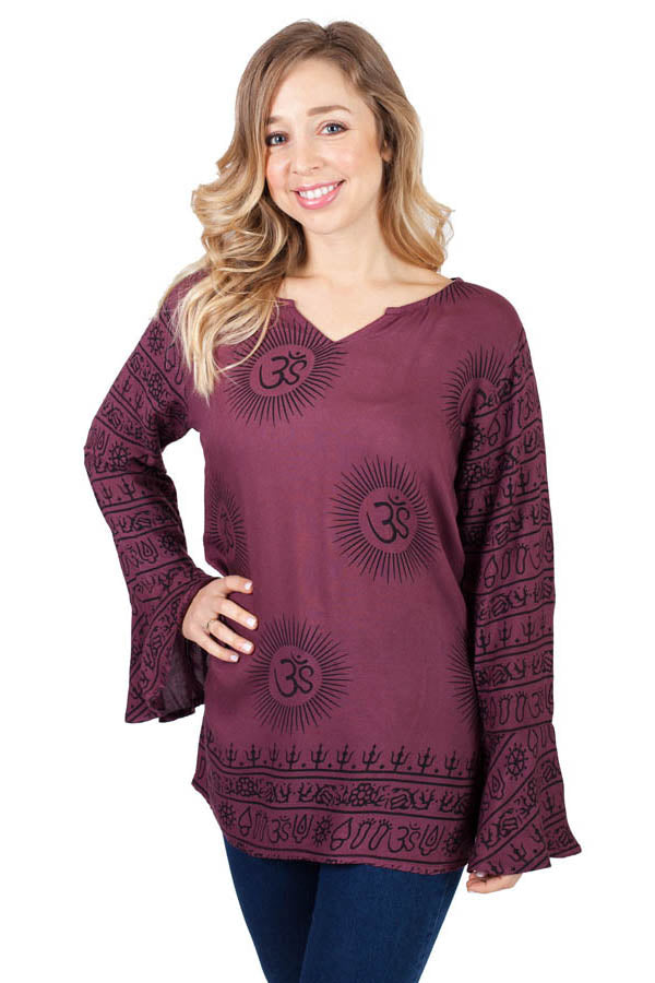 Om Burst Summer Peasant Top