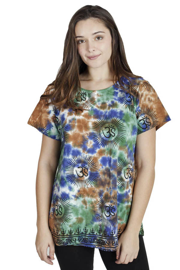 Om Burst Tie-Dye Top