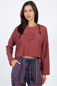 Cozy Mandala Crop Hoodie