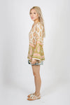 Paisley Raindrops Crepe Peasant Top