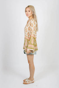 Paisley Raindrops Crepe Peasant Top