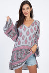 Paisley Raindrops Crepe Peasant Top