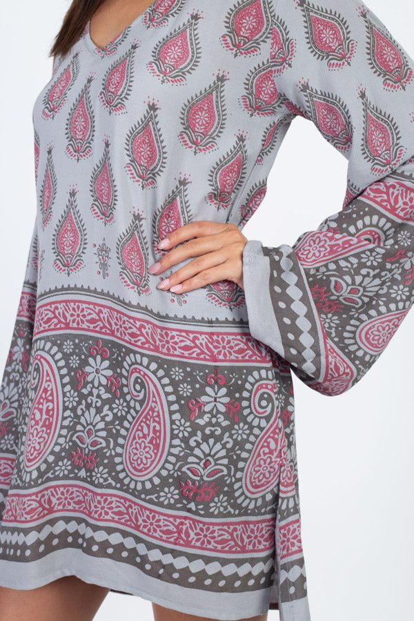 Paisley Raindrops Crepe Peasant Top