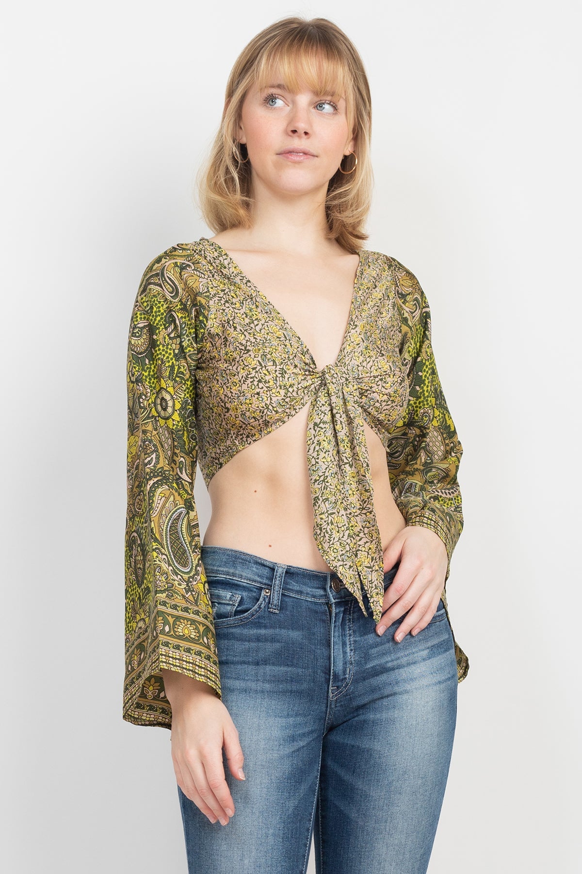 flowy sleeve crop top