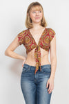 Tie Front Cap Sleeve Top